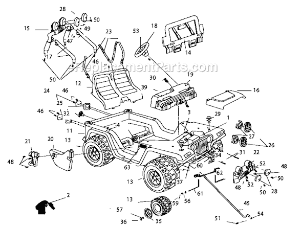 Page A Diagram and Parts List for L7820  Power Wheels Ride-On Cars
